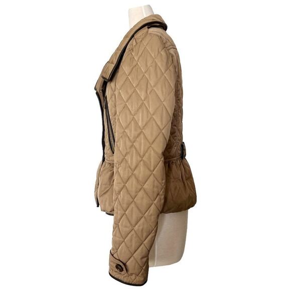Burberry Brit Tan Quilted Puffer Jacket with Leather Trim – Size Large - Picture 3 of 9